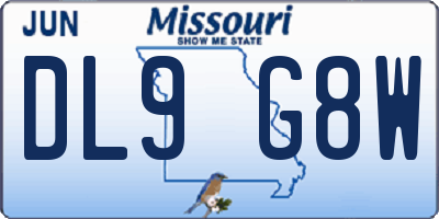 MO license plate DL9G8W
