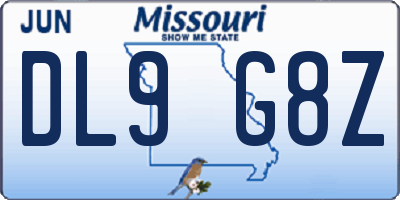 MO license plate DL9G8Z