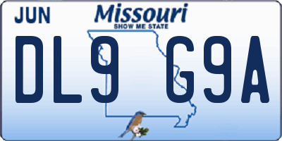 MO license plate DL9G9A