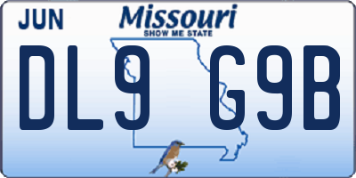 MO license plate DL9G9B