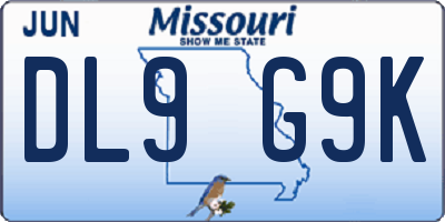MO license plate DL9G9K