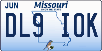 MO license plate DL9I0K