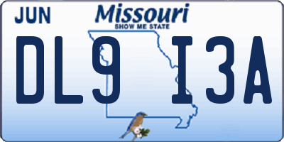 MO license plate DL9I3A