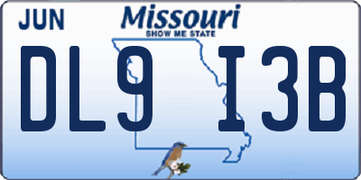 MO license plate DL9I3B