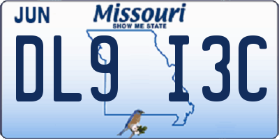 MO license plate DL9I3C