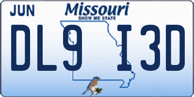MO license plate DL9I3D