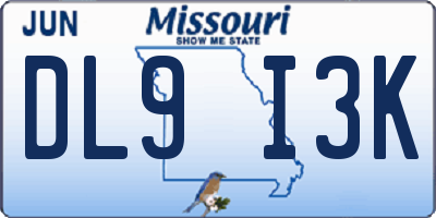 MO license plate DL9I3K