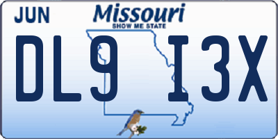 MO license plate DL9I3X