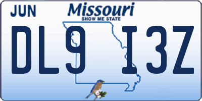MO license plate DL9I3Z