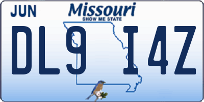 MO license plate DL9I4Z