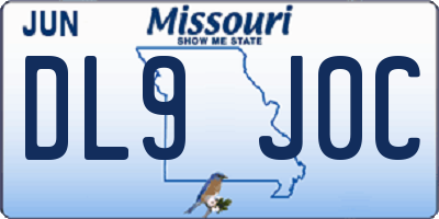 MO license plate DL9J0C