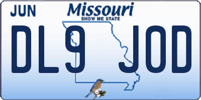 MO license plate DL9J0D