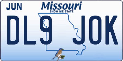 MO license plate DL9J0K