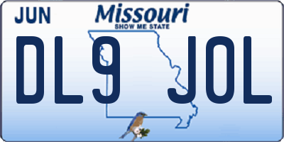 MO license plate DL9J0L