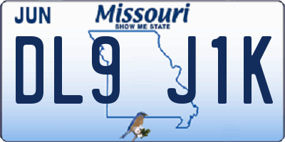MO license plate DL9J1K