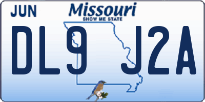 MO license plate DL9J2A