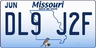 MO license plate DL9J2F