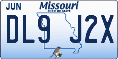 MO license plate DL9J2X