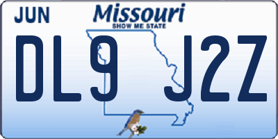 MO license plate DL9J2Z