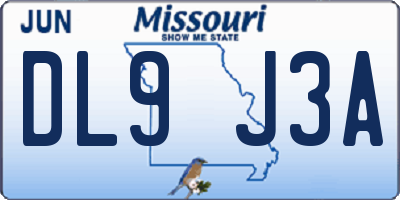 MO license plate DL9J3A