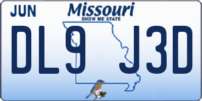 MO license plate DL9J3D