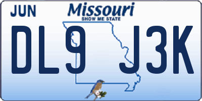 MO license plate DL9J3K