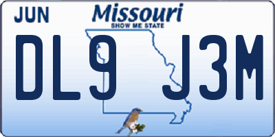 MO license plate DL9J3M