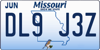 MO license plate DL9J3Z