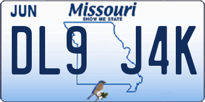 MO license plate DL9J4K