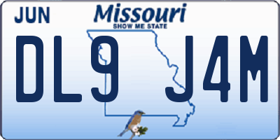 MO license plate DL9J4M