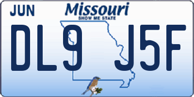 MO license plate DL9J5F
