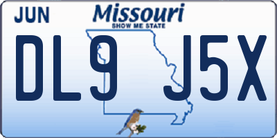 MO license plate DL9J5X
