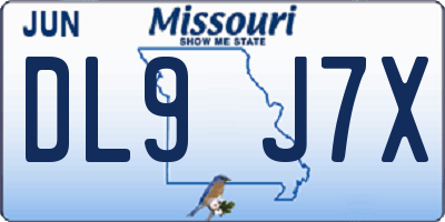 MO license plate DL9J7X