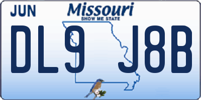 MO license plate DL9J8B