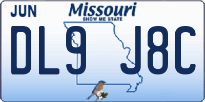 MO license plate DL9J8C