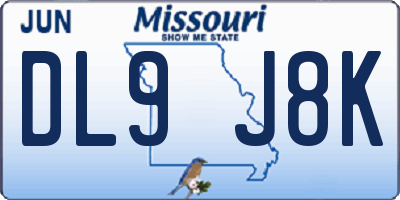 MO license plate DL9J8K