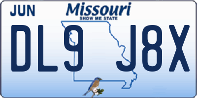 MO license plate DL9J8X