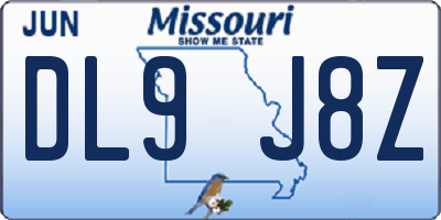 MO license plate DL9J8Z