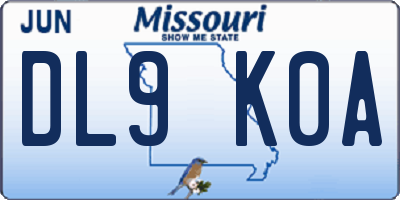 MO license plate DL9K0A