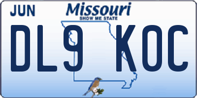 MO license plate DL9K0C