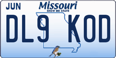 MO license plate DL9K0D