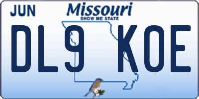 MO license plate DL9K0E