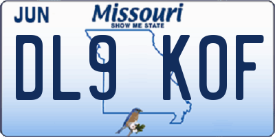 MO license plate DL9K0F