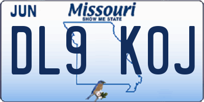 MO license plate DL9K0J