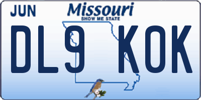 MO license plate DL9K0K