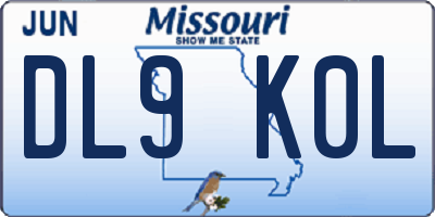 MO license plate DL9K0L