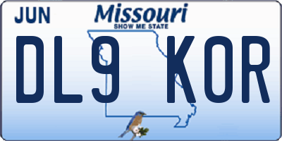 MO license plate DL9K0R
