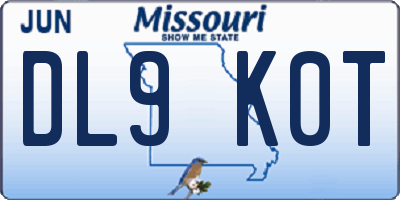 MO license plate DL9K0T