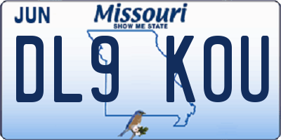 MO license plate DL9K0U