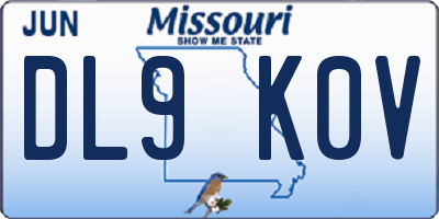MO license plate DL9K0V